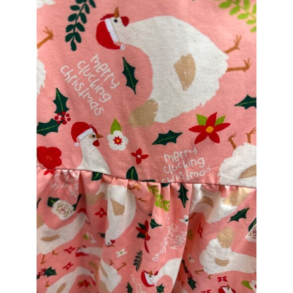 Girls XS Holiday Dress Pink Christmas Goose Print 95% Cotton 5% Spandex Short Sl - Picture 2 of 3